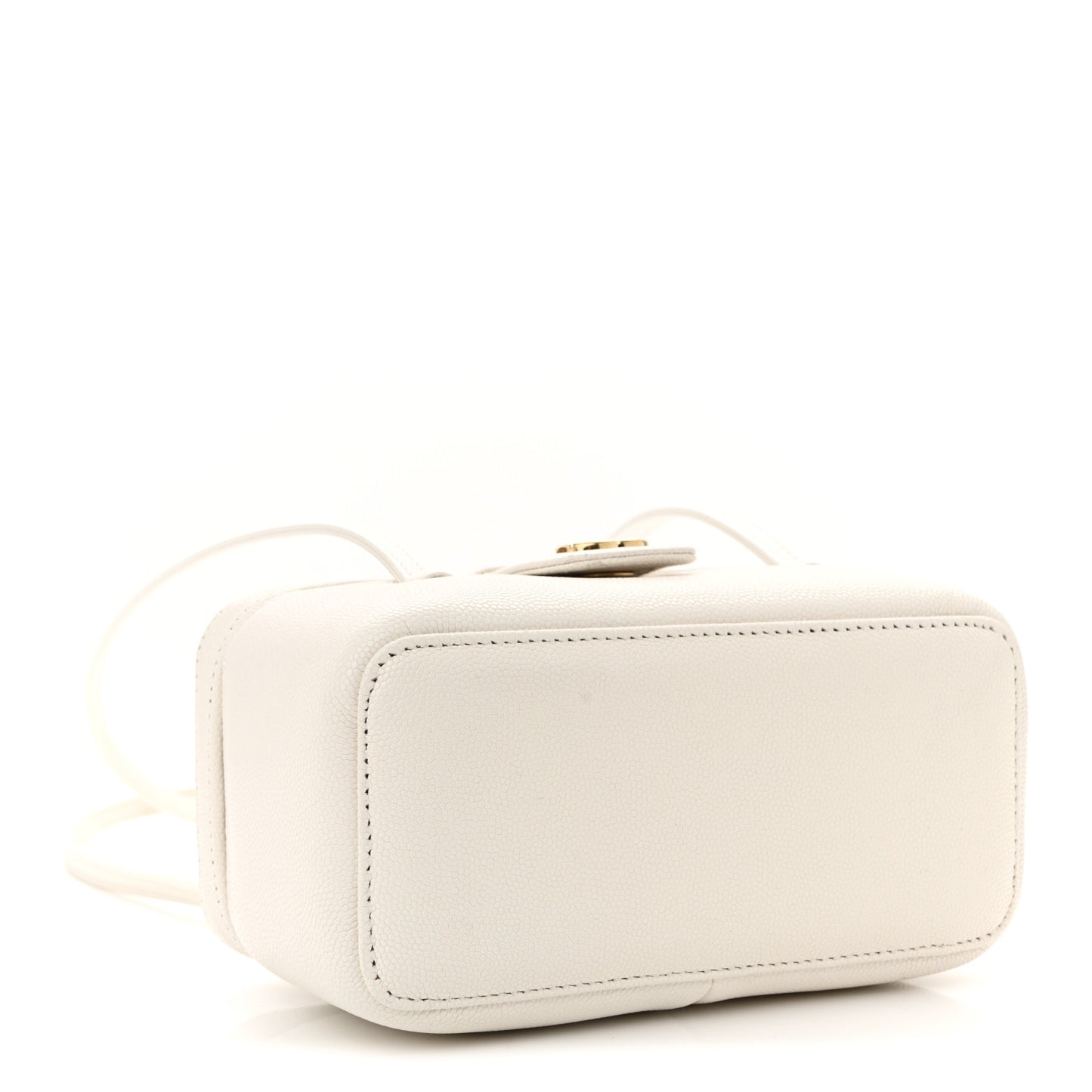 Shiny Caviar Preppy Coco Long Vanity With Strap White