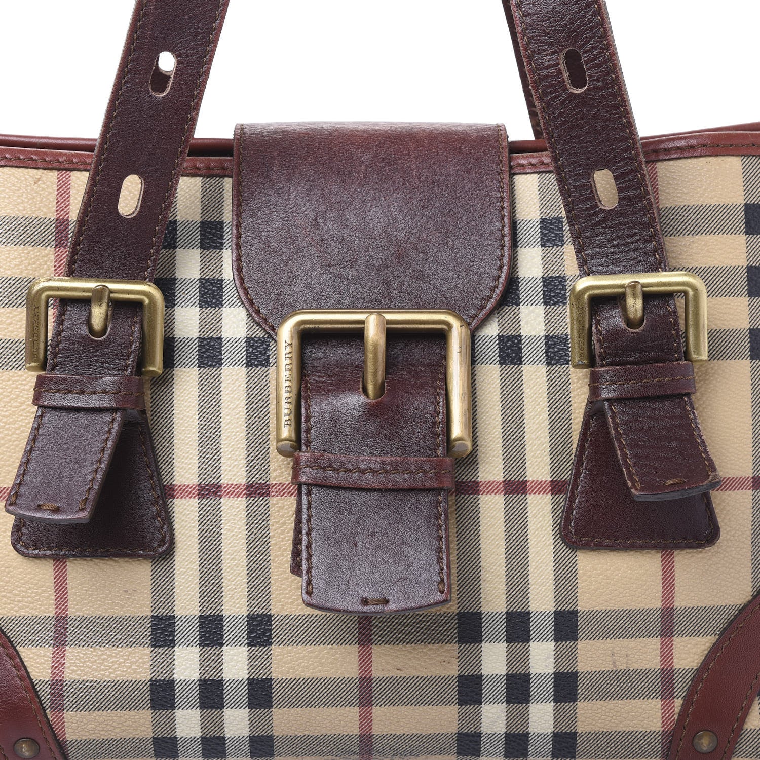 Burberry Haymarket Check Buckle Satchel Chocolate 6 of 10