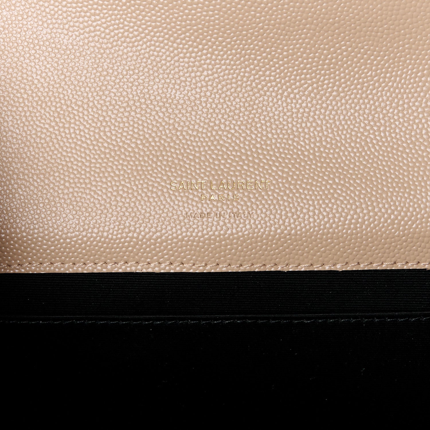 Saint Laurent Grain De Poudre Matelasse Chevron Monogram Envelope Clutch Dark Beige 6 of 11