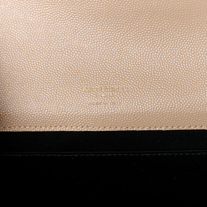 Saint Laurent Grain De Poudre Matelasse Chevron Monogram Envelope Clutch Dark Beige 6 of 11