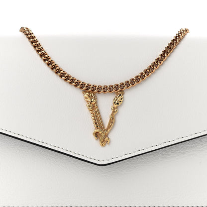Versace Grained Calfskin Virtus Wallet On Chain White Gold 7 of 9