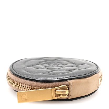 Chanel Lambskin Round Camellia CC Coin Purse Black 4 of 7