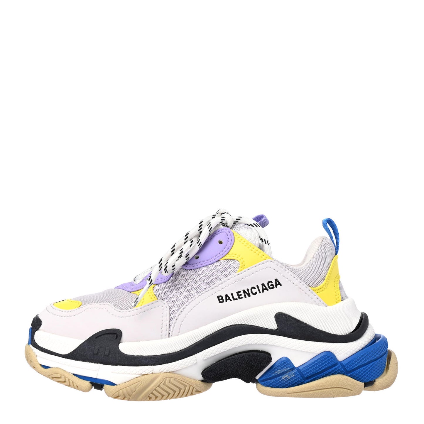 Fabric Mesh Womens Triple S Sneakers 37 White Purple Yellow