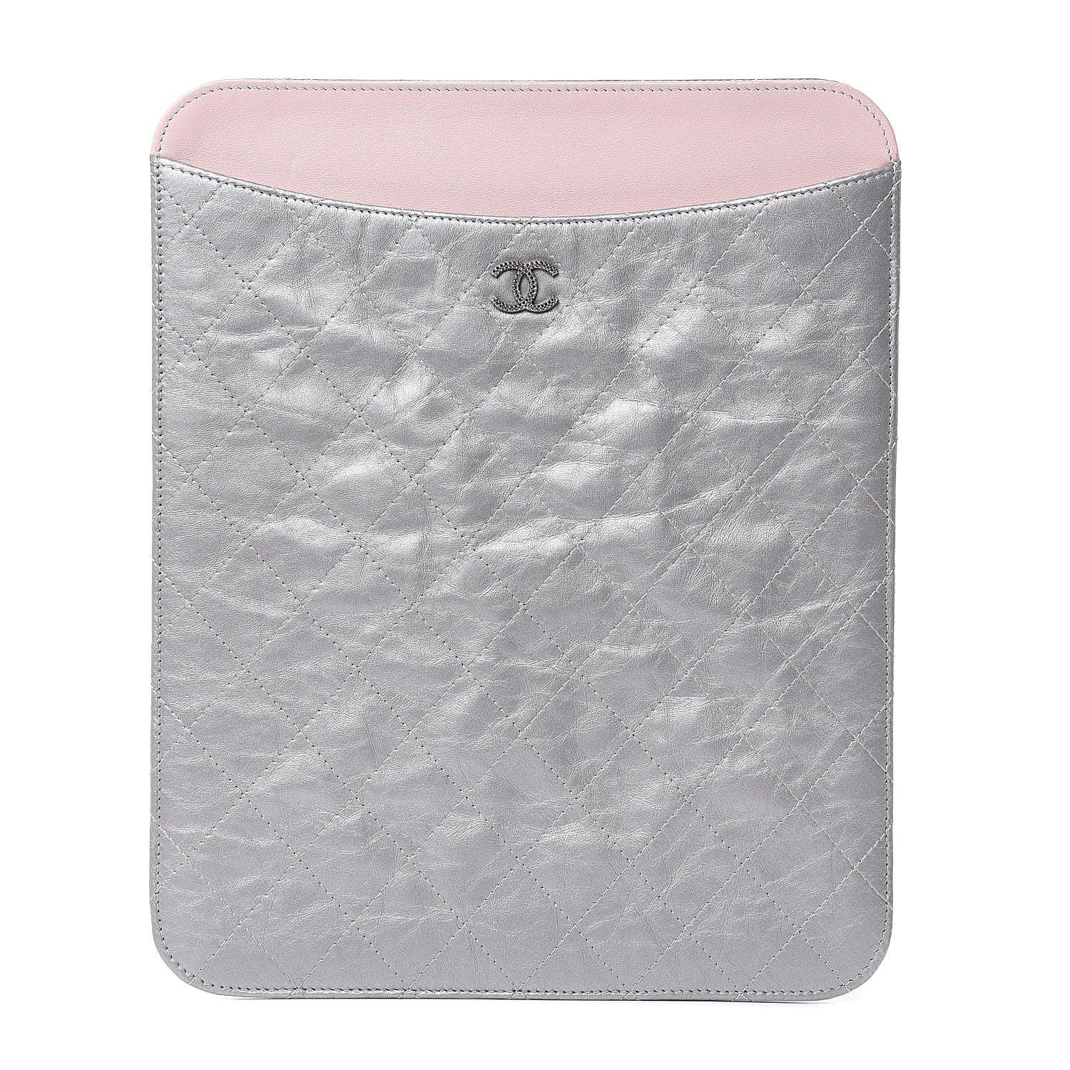Chanel Metallic Aged Calfskin Brilliant iPad Case Silver 1 of 8