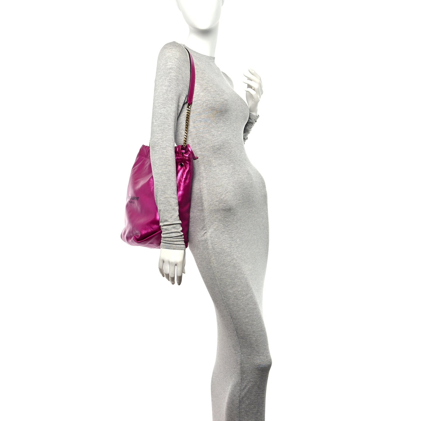 Lambskin Teddy Drawstring Bag Fuchsia