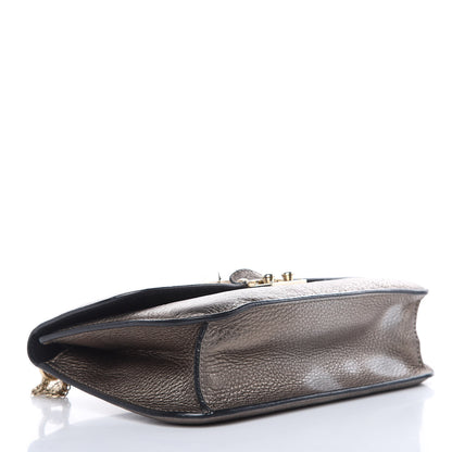 Valentino Garavani Metallic Vitello Medium Glam Lock Rockstud Flap Sasso 4 of 17