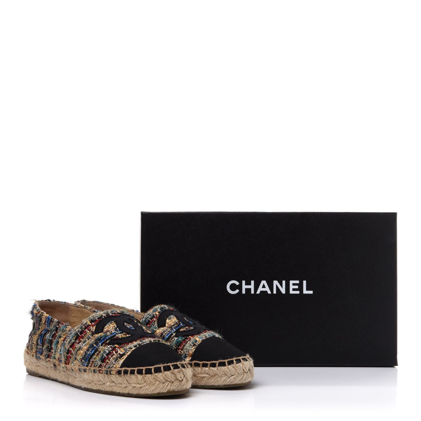 Tweed Grosgrain CC Espadrilles 37 Multicolor