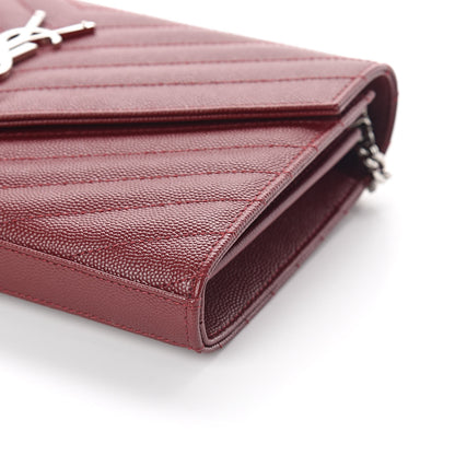 Saint Laurent Grain De Poudre Matelasse Chevron Monogram Chain Wallet Palissandre 8 of 8
