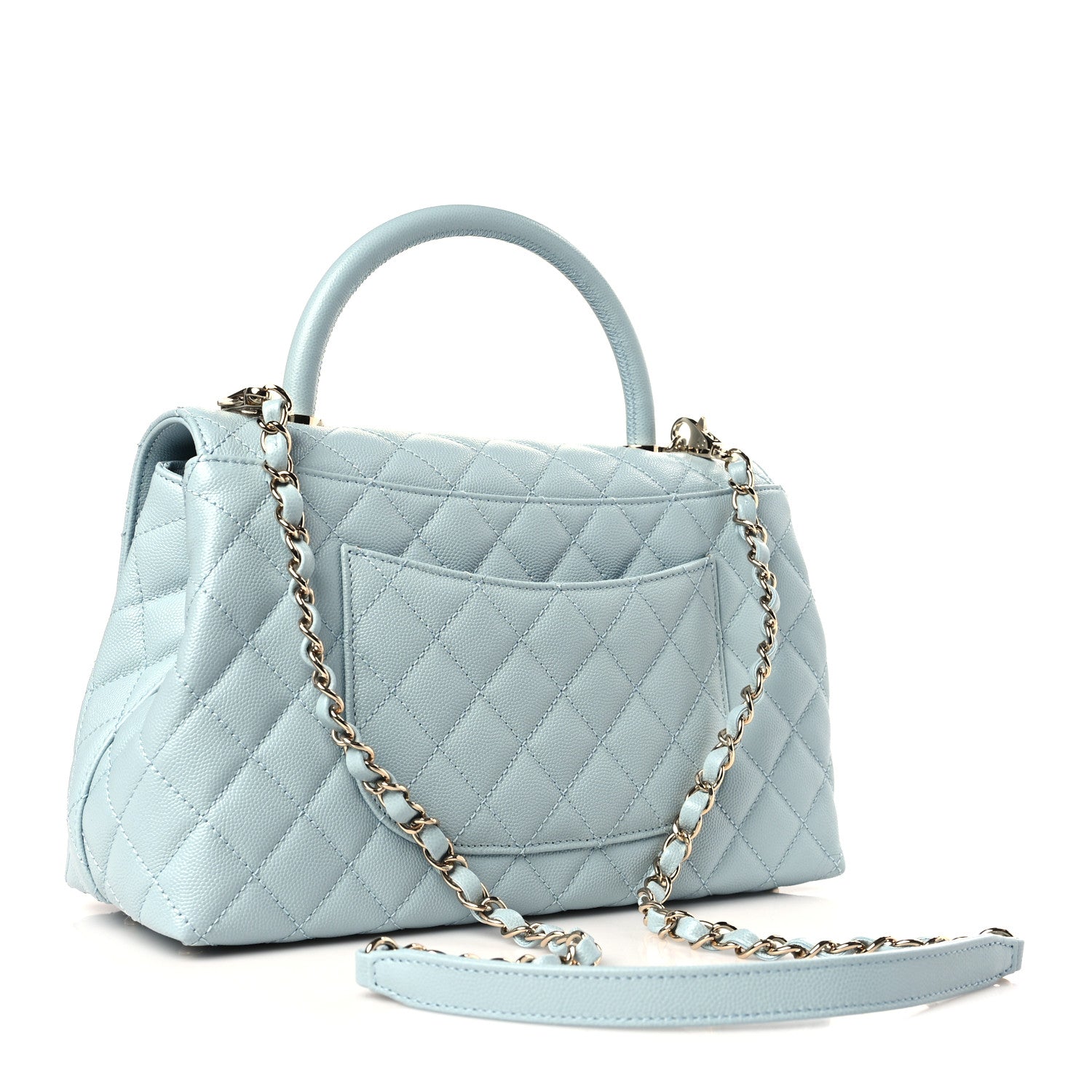 Chanel Caviar Quilted Small Coco Handle Flap Light Blue 3 of 10