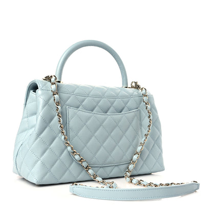 Chanel Caviar Quilted Small Coco Handle Flap Light Blue 3 of 10