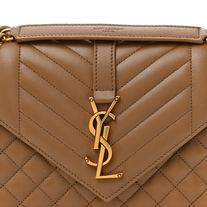 Saint Laurent Lambskin Mixed Matelasse Triquilt Medium Monogram Satchel Dark Cork 8 of 14