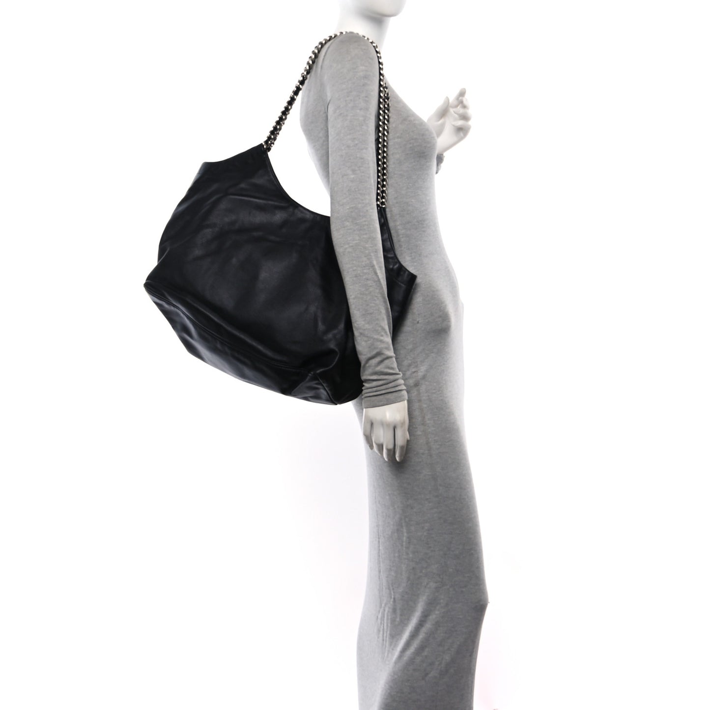 Soft Calf Chain Tote Black