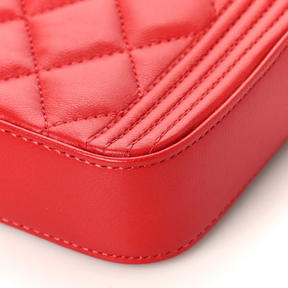 Chanel Lambskin Quilted Small Boy Clutch With Chain Red 10 of 11
