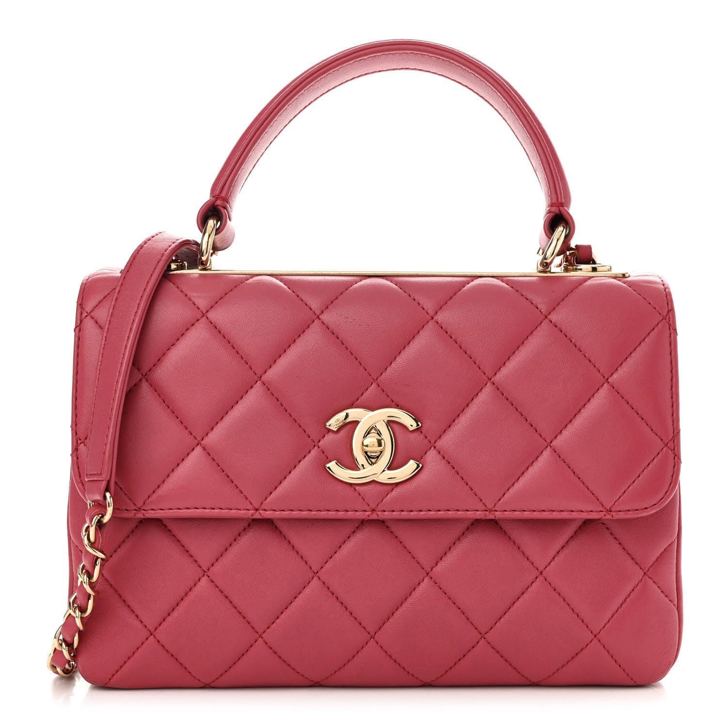 Chanel Lambskin Quilted Small Trendy CC Flap Dual Handle Bag Dark Pink 1 of 10