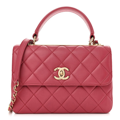 Chanel Lambskin Quilted Small Trendy CC Flap Dual Handle Bag Dark Pink 1 of 10