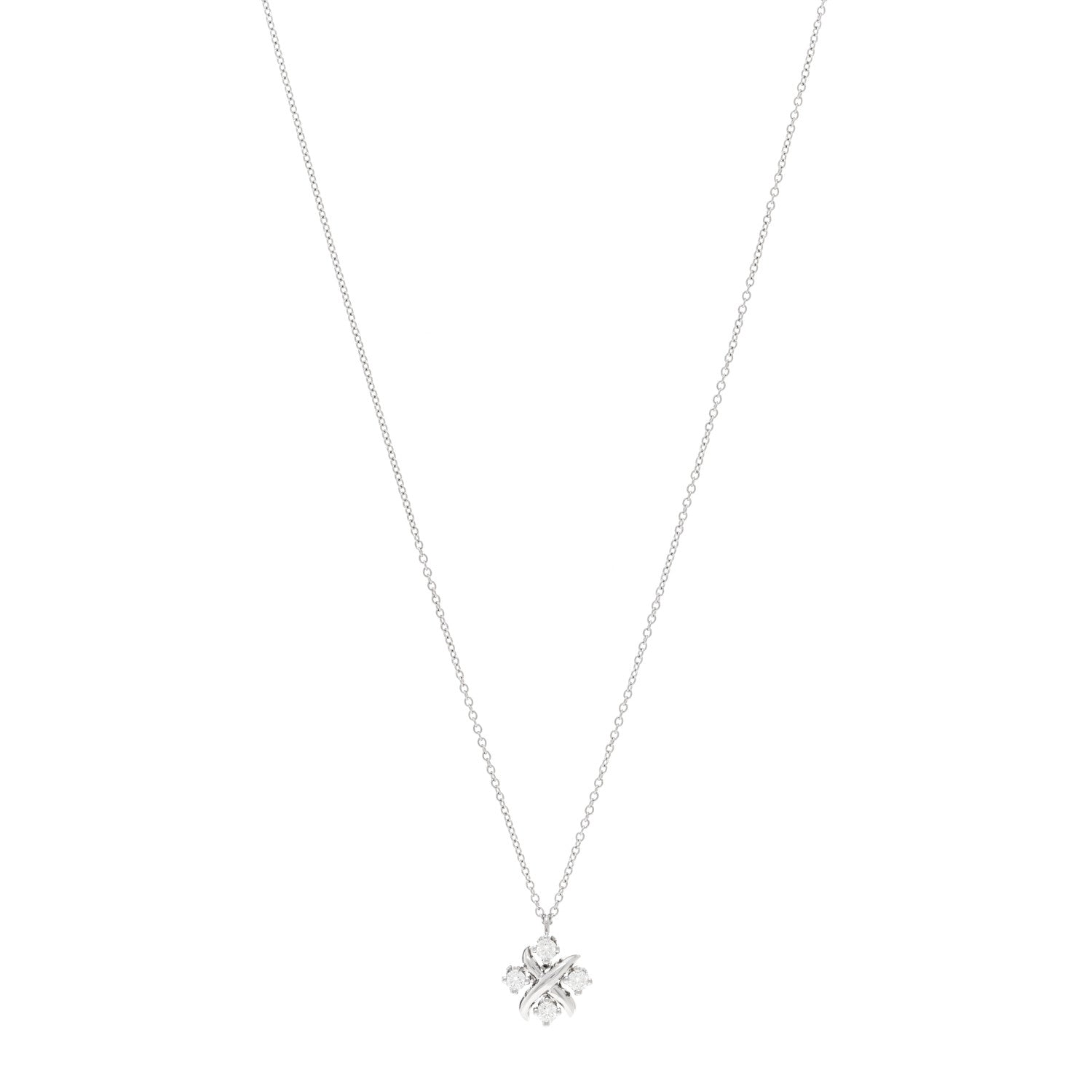 Tiffany Platinum Diamond Schlumberger Lynn Pendant Necklace 1 of 5