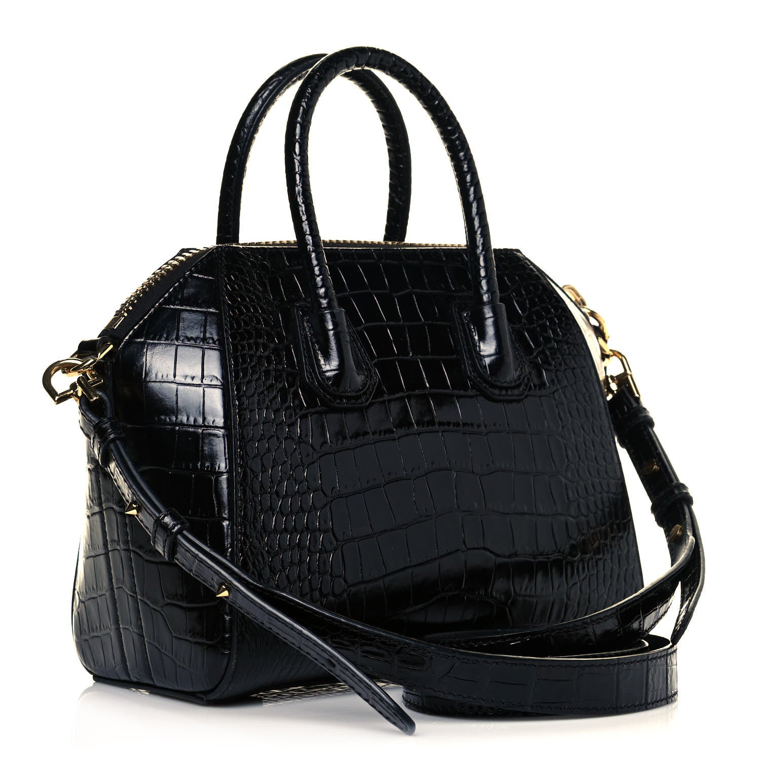 Givenchy Calfskin Crocodile Embossed Mini Antigona Black 3 of 11