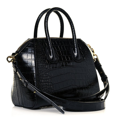 Givenchy Calfskin Crocodile Embossed Mini Antigona Black 3 of 11