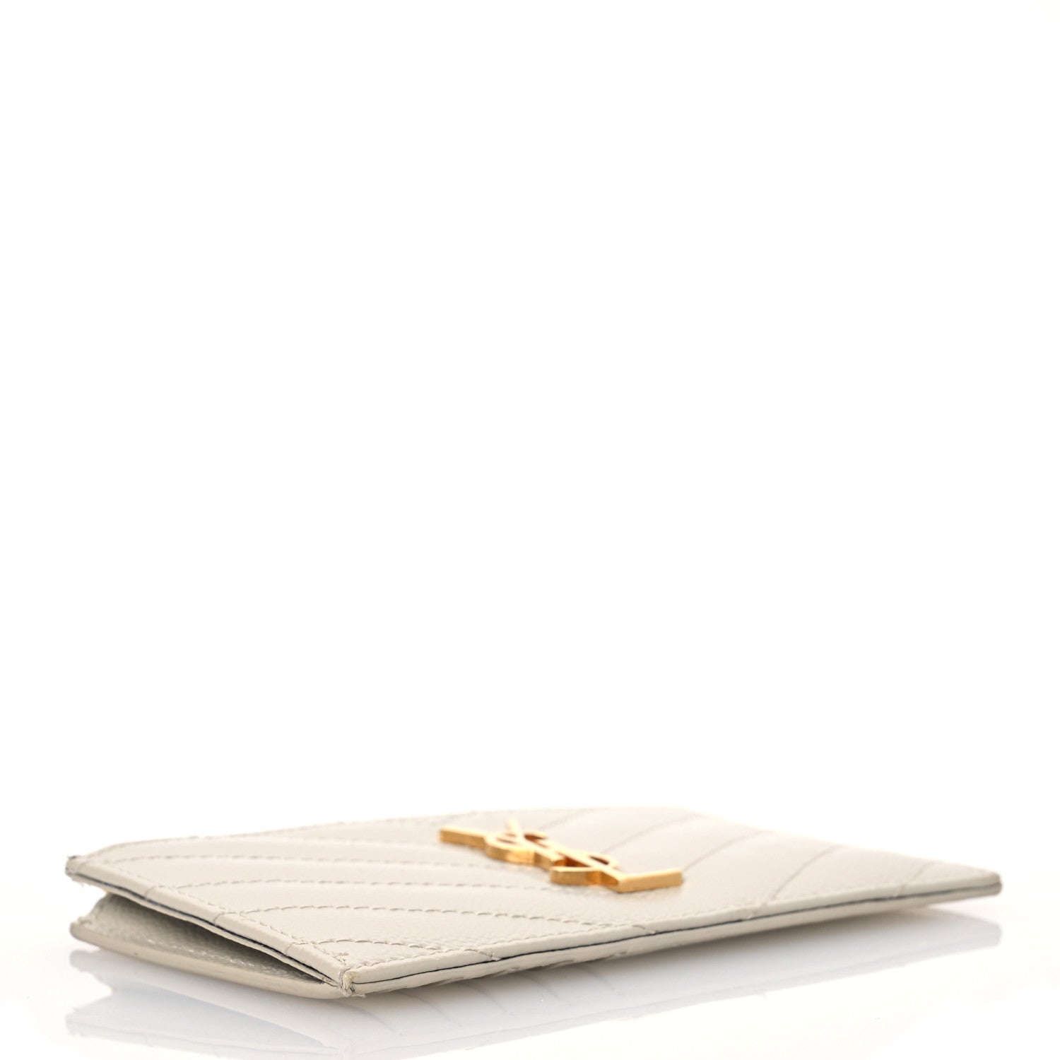 Saint Laurent Monogram Grain de Poudre 5 Fragments Zip Pouch Card Holder Blanc Vintage 4 of 12