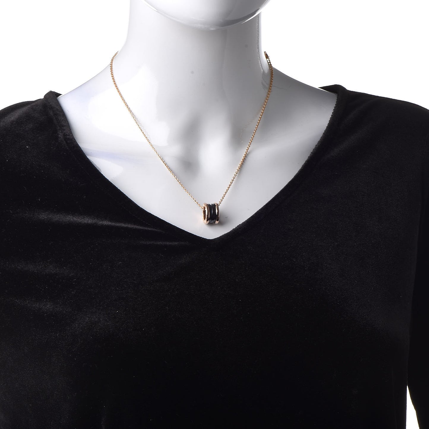 18K Rose Gold Black Ceramic B.Zero1 Pendant Necklace