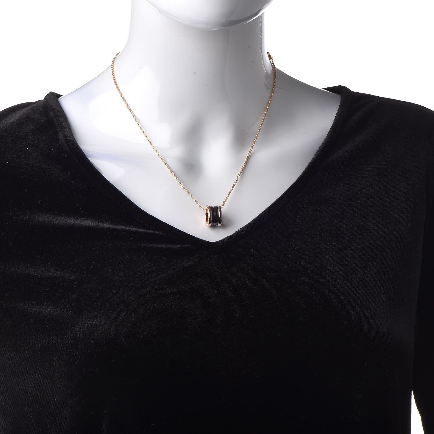 Bulgari 18K Rose Gold Black Ceramic B.Zero1 Pendant Necklace 2 of 6