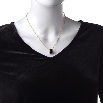 Bulgari 18K Rose Gold Black Ceramic B.Zero1 Pendant Necklace 2 of 6