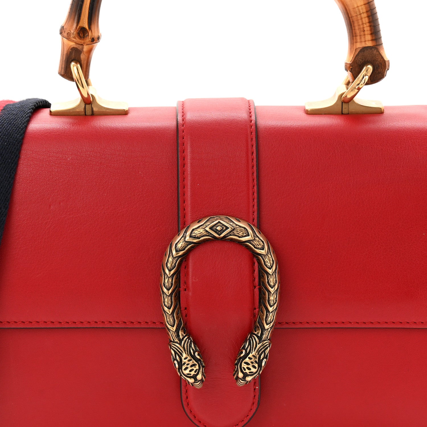 Gucci Dollar Calfskin Crystal Web Medium Dionysus Bamboo Top Handle Bag Hibiscus Red Black Diamond 8 of 10