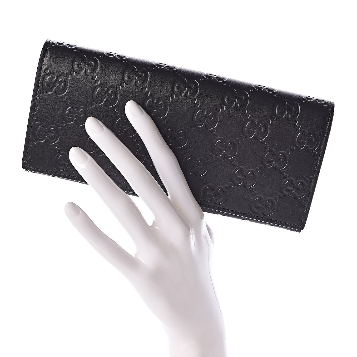 Gucci Guccissima Avel Continental Flap Wallet Black 2 of 8