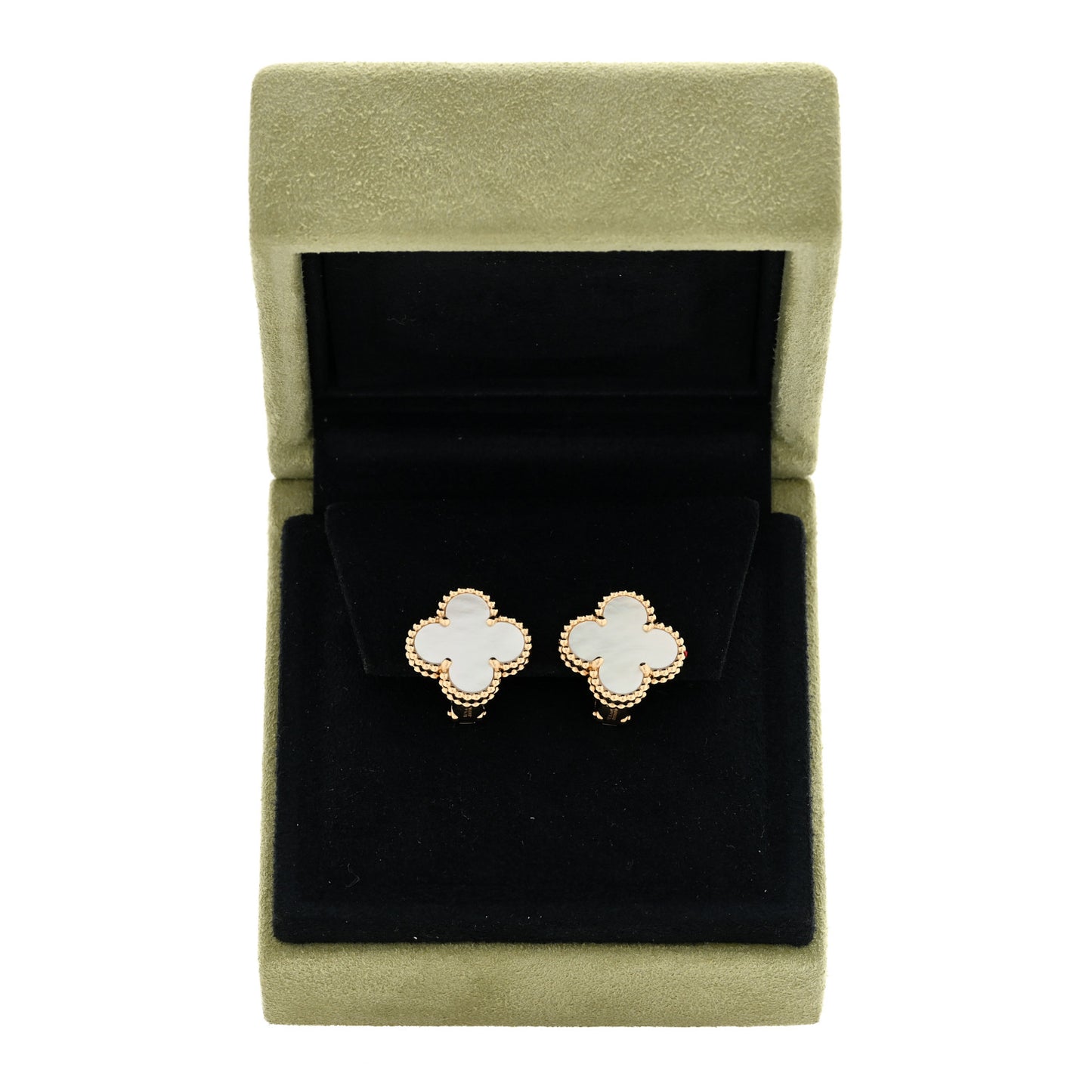 18K Yellow Gold Mother of Pearl Vintage Alhambra Earrings