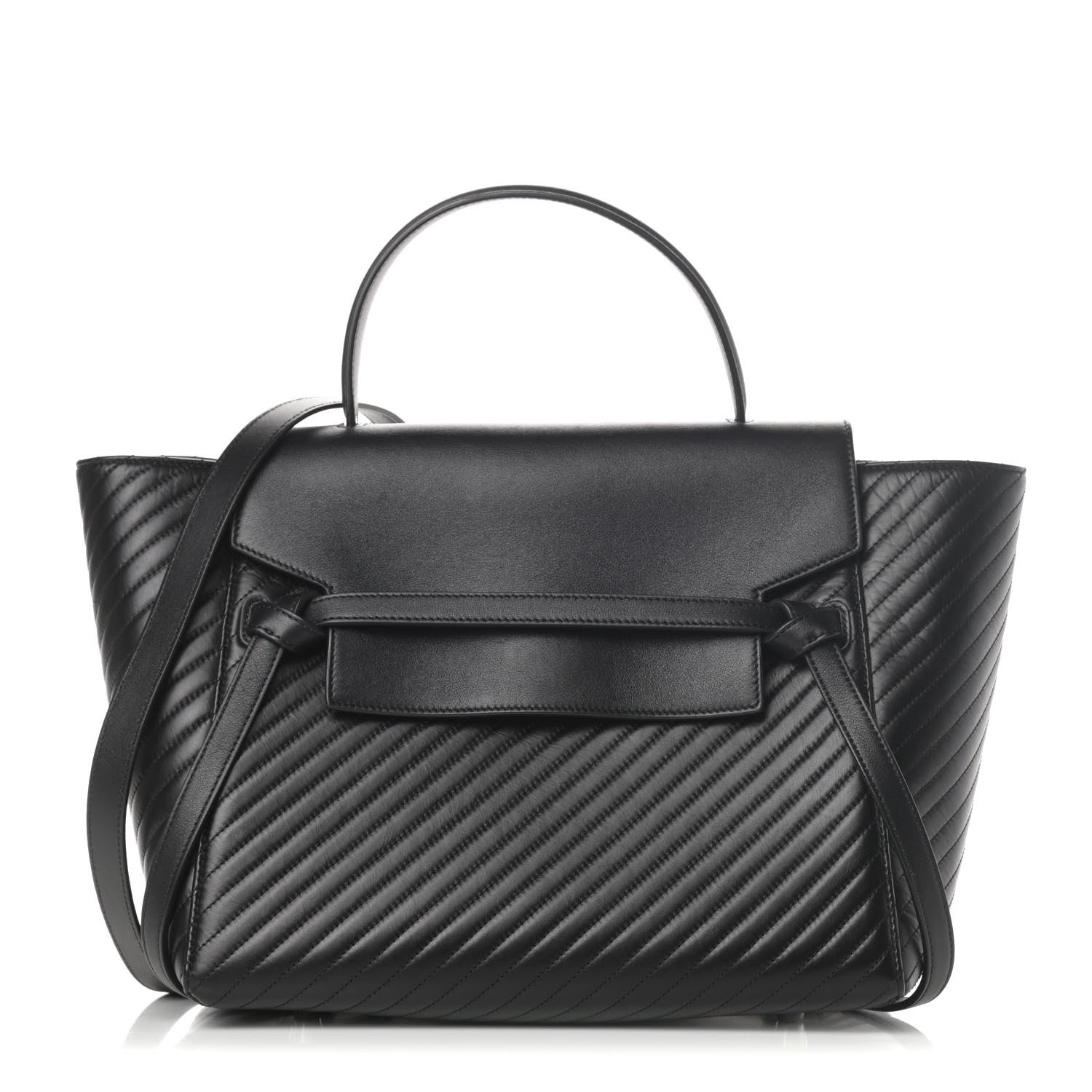 Celine Calfskin Diagonal Quilted Mini Belt Bag Black 1 of 16