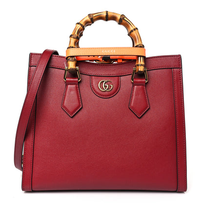 Gucci Wonka Grain Calfskin Small Diana Tote Bag Dark Red Orange Fluo 1 of 10