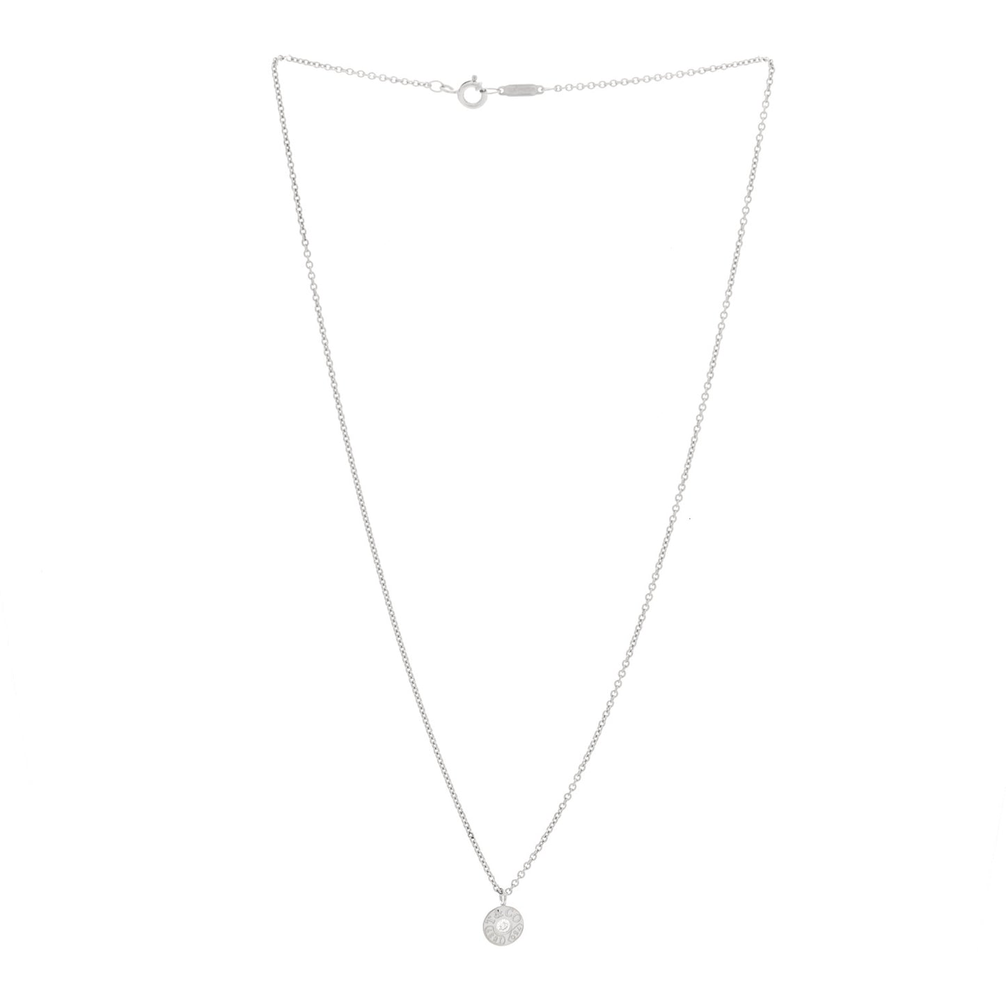 18K White Gold Diamond 1837 Circle Pendant Necklace