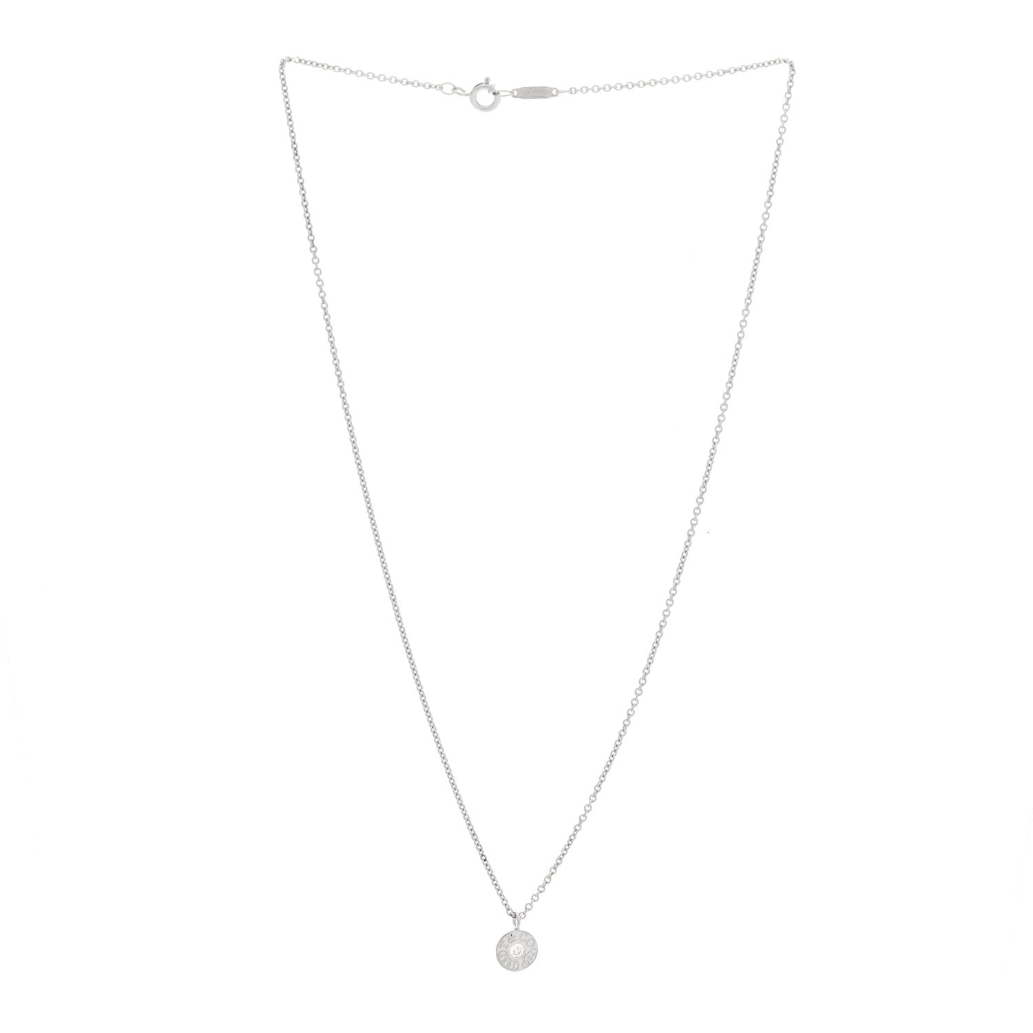 Tiffany 18K White Gold Diamond 1837 Circle Pendant Necklace 3 of 5
