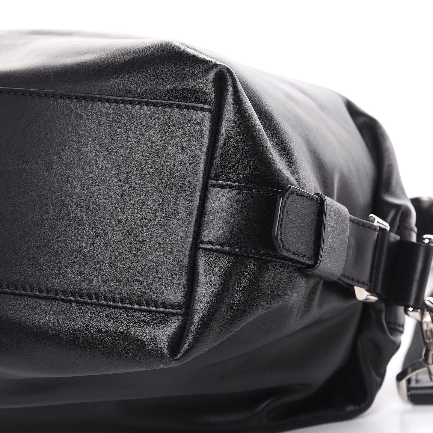 Waxed Calfskin Small Nightingale Logo Strap Black