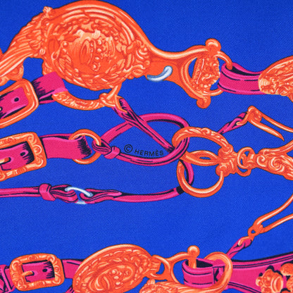 Hermes Silk Brides De Gala Maxi Twilly Orange Bleu Electrique Fuchsia 3 of 4