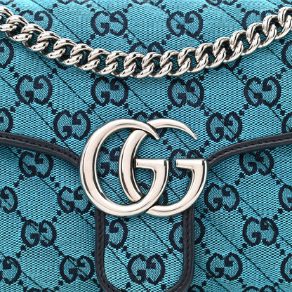 Gucci Monogram Multicolor Matelasse Diagonal Small GG Marmont Shoulder Bag Light Blue 8 of 10