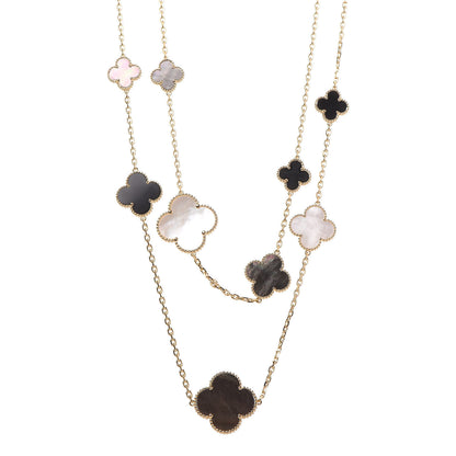 Van Cleef & Arpels 18K Yellow Gold Onyx Mother of Pearl 16 Motifs Magic Alhambra Necklace 1 of 5
