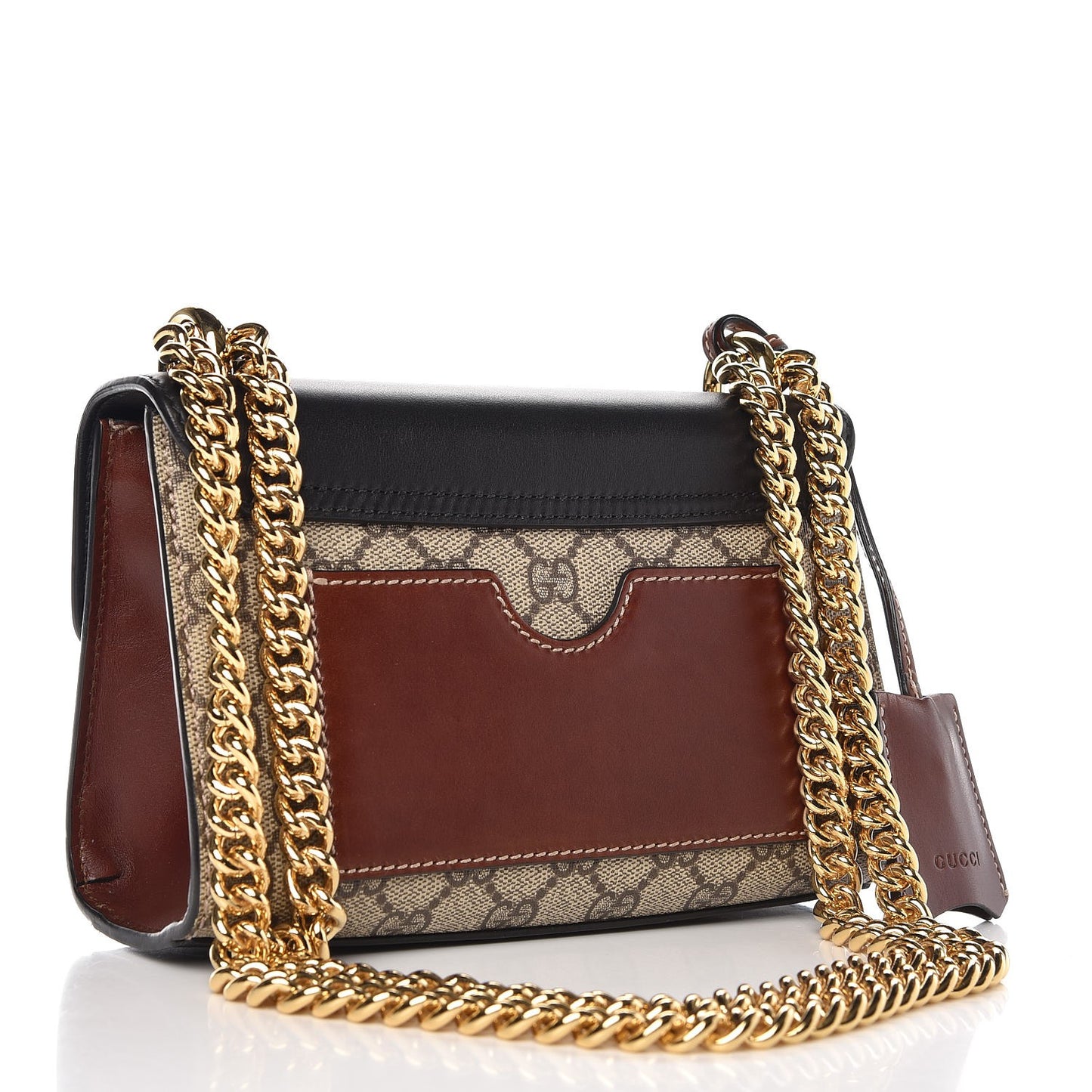 GG Supreme Monogram Calfskin Small Padlock Shoulder Bag Beige Black Cuir