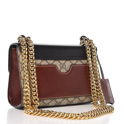 Gucci GG Supreme Monogram Calfskin Small Padlock Shoulder Bag Beige Black Cuir 5 of 10