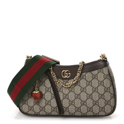 Gucci GG Supreme Monogram Textured Dollar Calfskin Web Small Ophidia GG Handbag Beige Ebony New Acero 1 of 12