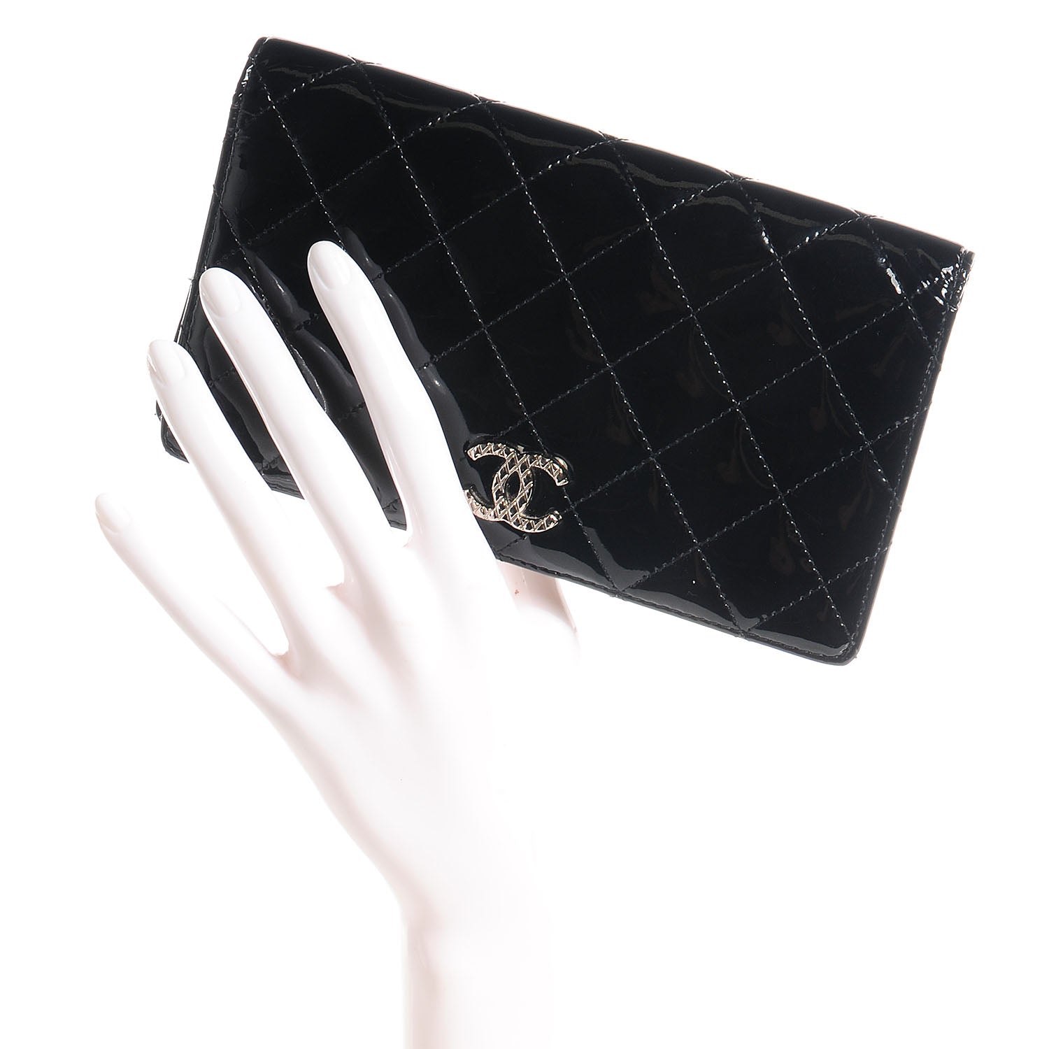 Chanel Patent Brilliant Yen Wallet Black 2 of 8