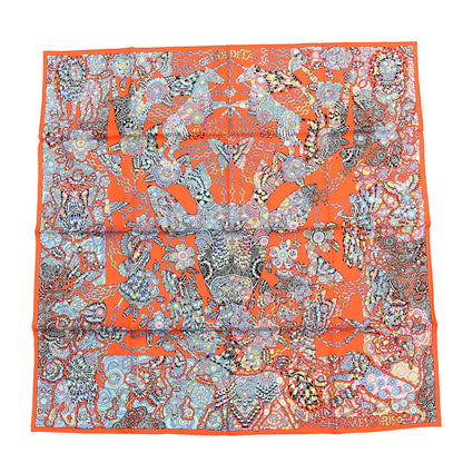Hermes Silk La Legende de La Foret Scarf 90 Orange Black Multicolor 1 of 4