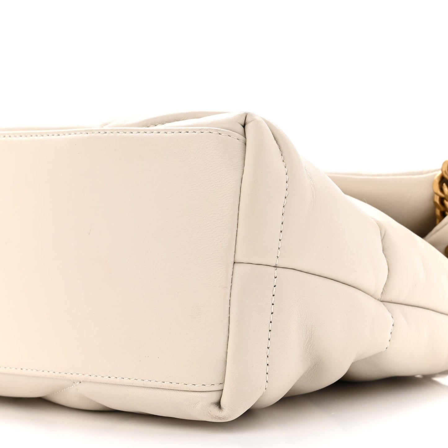 Lambskin Quilted Small Loulou Puffer Monogram Chain Satchel Crema Soft