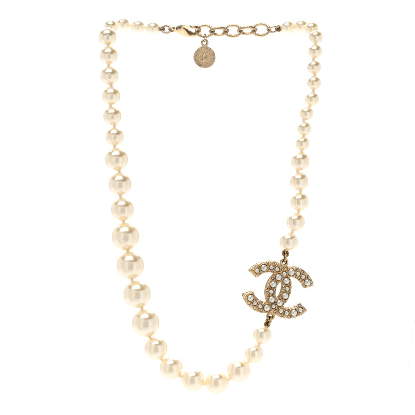 Pearl CC 100th Anniversary Necklace Light Gold