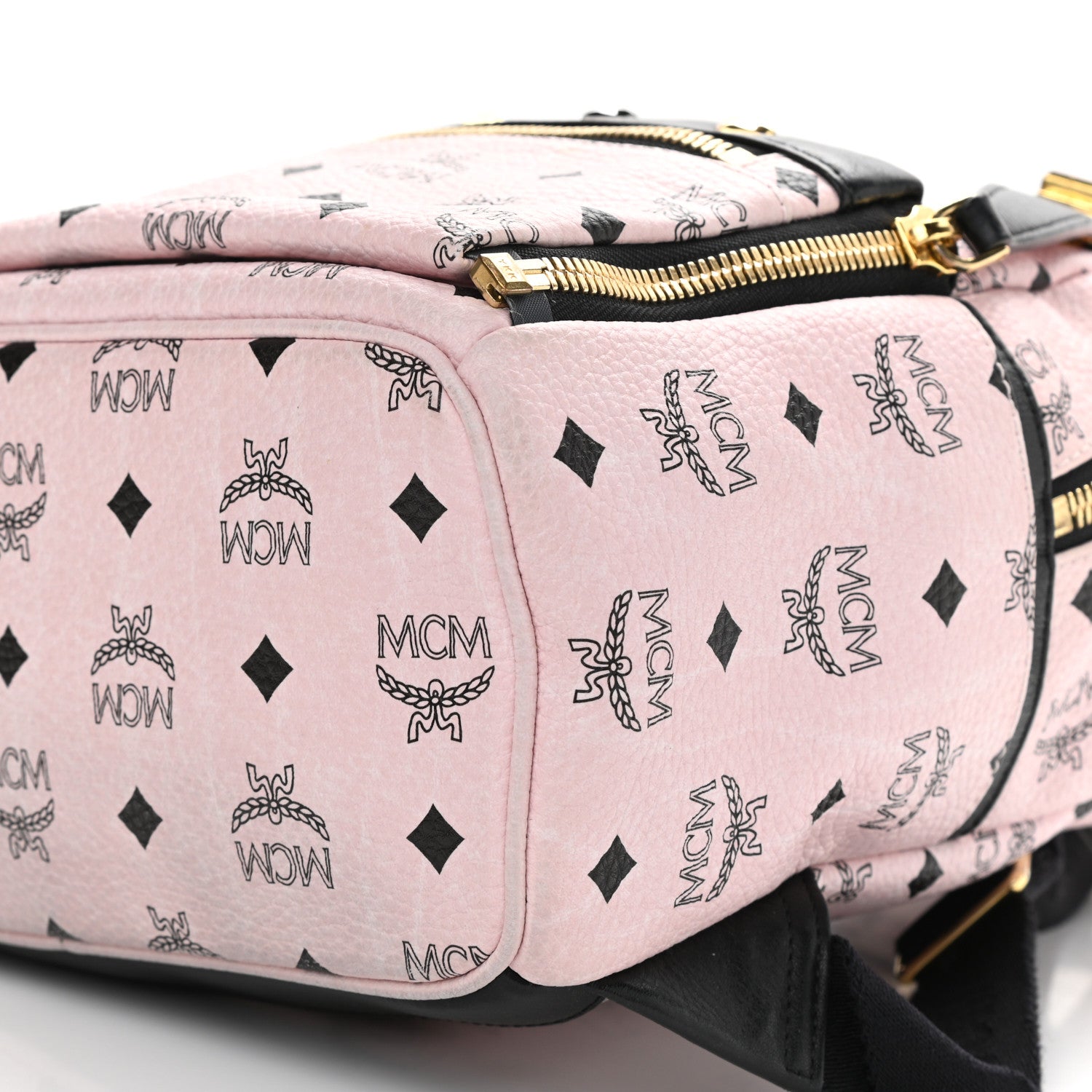 MCM Visetos Studded Small Dual Stark Backpack Chalk Pink Black 9 of 12