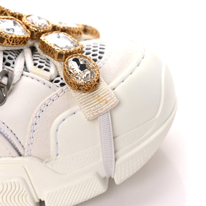 Gucci X SEGA Mesh Calfskin Suede Removable Crystals Womens Flashtrek Sneakers 36 Great White 14 of 15