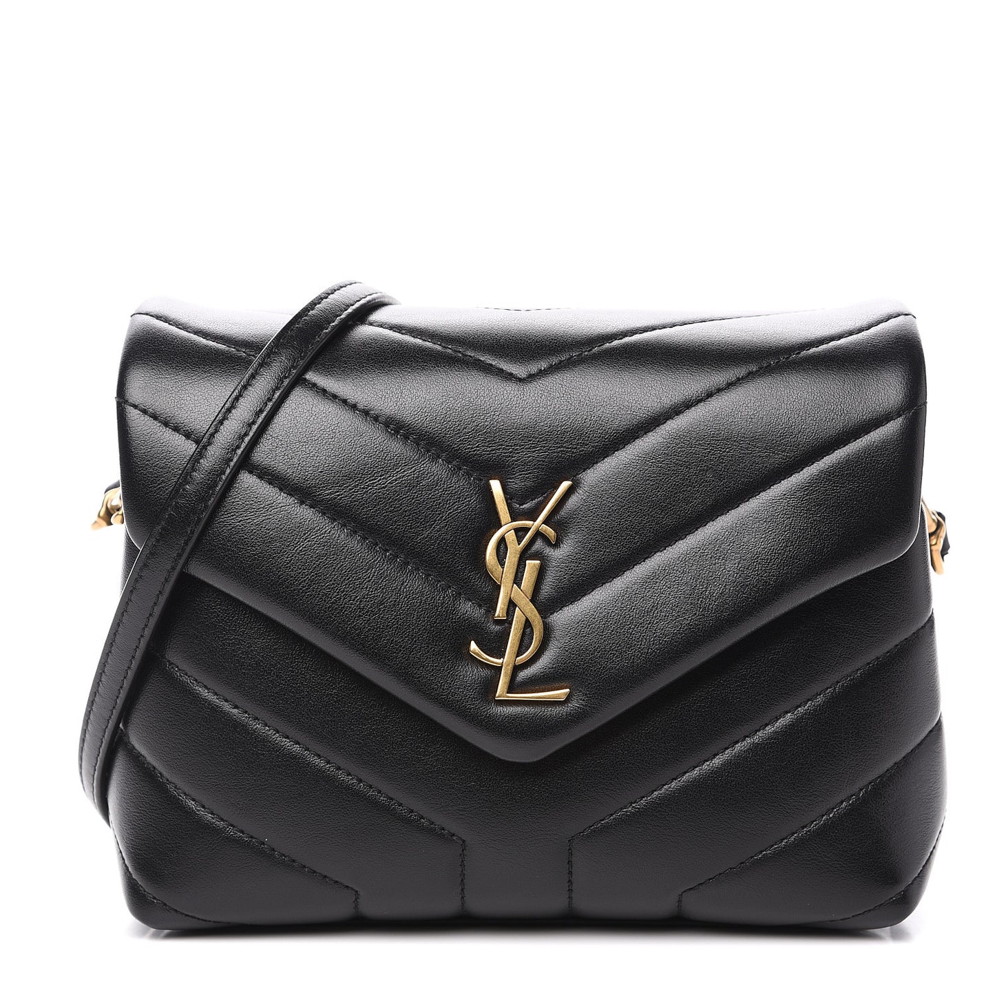 Calfskin Y Quilted Monogram Toy Loulou Crossbody Bag Black