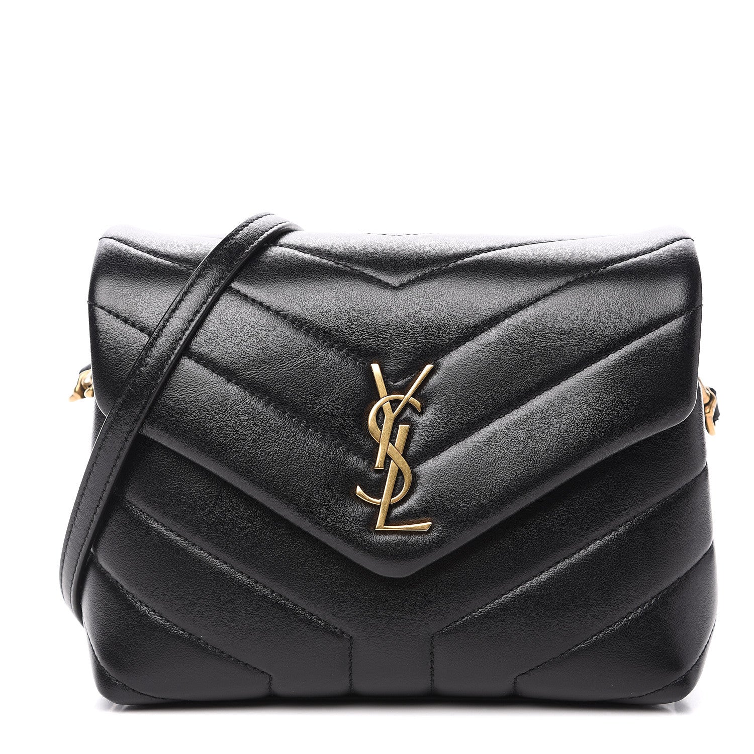 Saint Laurent Calfskin Y Quilted Monogram Toy Loulou Crossbody Bag Black 1 of 9