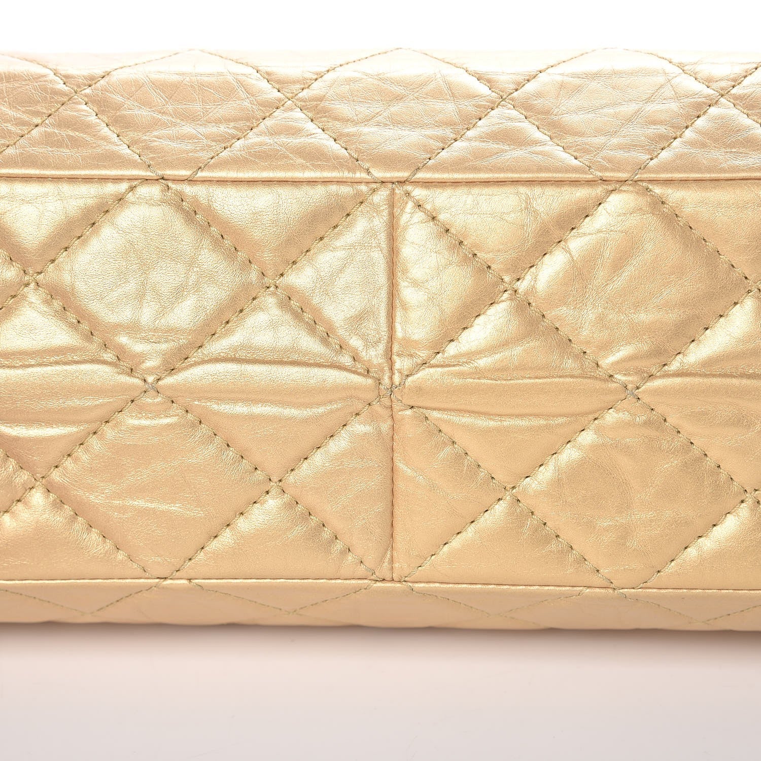 Chanel Metallic Aged Calfskin Quilted Reissue 2.55 Tote Light Gold 10 of 11