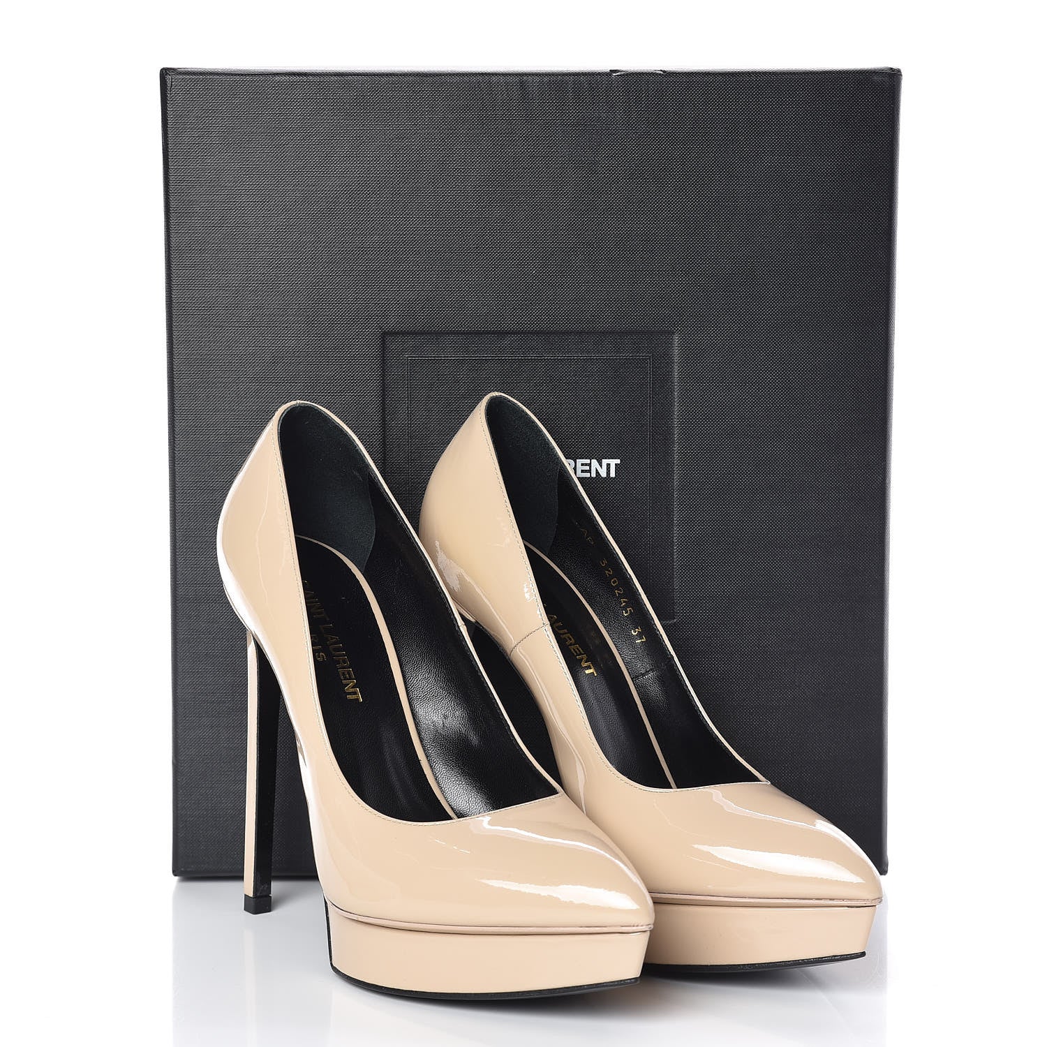 Saint Laurent Patent Janis 105 Platform Pumps 37 Nude Powder 8 of 8